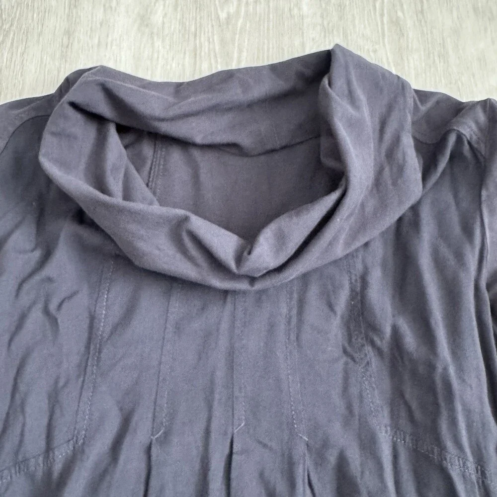 SANDWICH Dress Long Sleeve Cowl Neck Women Size 38 Navy Blue Pleated - Picture 4 of 12